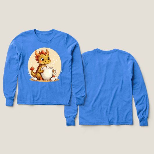Cute Baby Dragon Hot Chocolate Kids Kawaii Cozy De (デザイン 正面＆背面)
