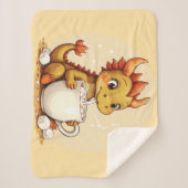 Cute Baby Dragon Hot Chocolate Kids Kawaii Cozy De シェルパブランケット (正面)