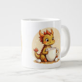Cute Baby Dragon Hot Chocolate Kids Kawaii Cozy De ジャンボコーヒーマグカップ (正面右)