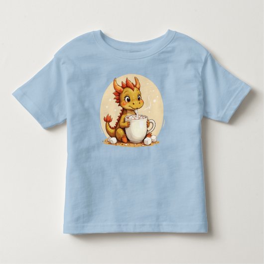 Cute Baby Dragon Hot Chocolate Kids Kawaii Cozy De トドラーTシャツ (正面)