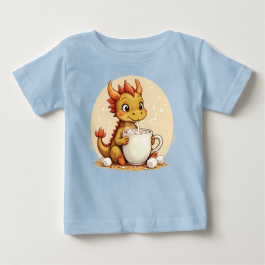 Cute Baby Dragon Hot Chocolate Kids Kawaii Cozy De ベビーTシャツ (正面)