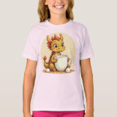 Cute Baby Dragon Hot Chocolate Kids Kawaii Cozy De Tシャツ (正面)