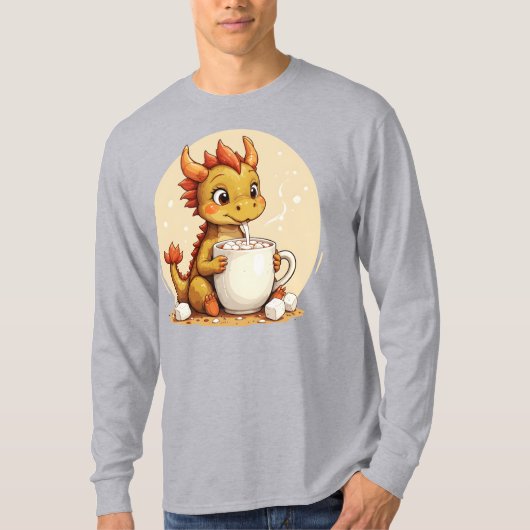 Cute Baby Dragon Hot Chocolate Kids Kawaii Cozy De Tシャツ (正面)