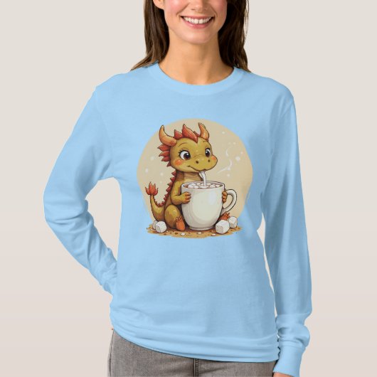 Cute Baby Dragon Hot Chocolate Kids Kawaii Cozy De Tシャツ (正面)