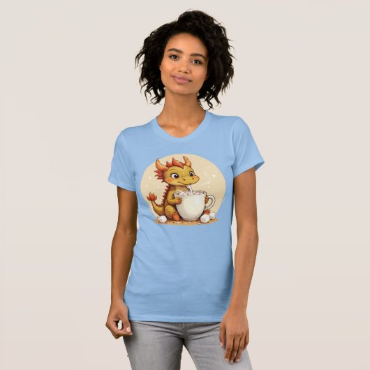 Cute Baby Dragon Hot Chocolate Kids Kawaii Cozy De Tシャツ (正面フル)
