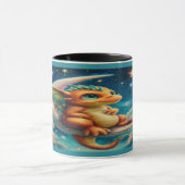 Cute Baby Dragon on Crescent Moon Magical Mug マグカップ (中央)