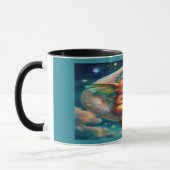Cute Baby Dragon on Crescent Moon Magical Mug マグカップ (左)