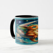 Cute Baby Dragon on Crescent Moon Magical Mug マグカップ (正面左)