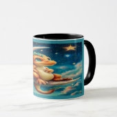 Cute Baby Dragon on Crescent Moon Magical Mug マグカップ (正面右)
