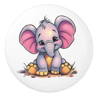 Cute Baby Elephant  セラミックノブ