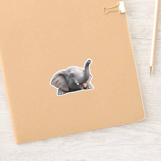 Cute Baby Elephant 3D Cartoon Sticker - Happy Litt シール (ノートブック)