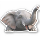 Cute Baby Elephant 3D Cartoon Sticker - Happy Litt シール (正面)