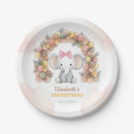 Cute Baby Elephant Balloon Arch Birthday  ペーパープレート