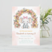 Cute Baby Elephant Balloon Arch Birthday  招待状 (スタンド正面)