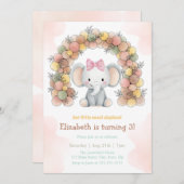 Cute Baby Elephant Balloon Arch Birthday  招待状 (正面/裏面)