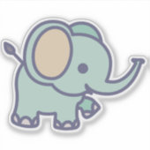 Cute Baby Elephant Cartoon-47767 シール (正面)