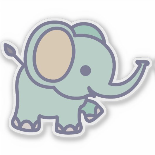 Cute Baby Elephant Cartoon-47767 シール (正面)