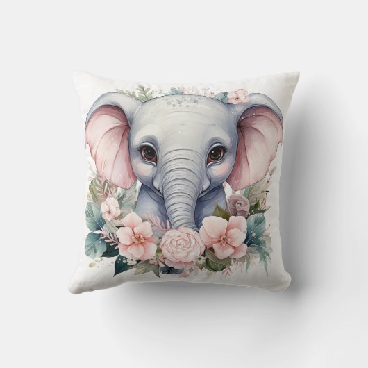 Cute Baby Elephant Decorative Pillow クッション (裏面)