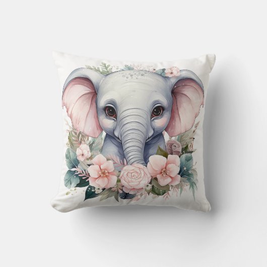 Cute Baby Elephant Decorative Pillow クッション (正面)