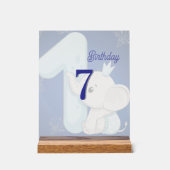 Cute Baby Elephant First Birthday アクリルサイン (正面)