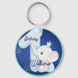Cute Baby Elephant First Birthday キーホルダー