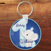 Cute Baby Elephant First Birthday キーホルダー (正面)