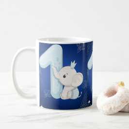 Cute Baby Elephant First Birthday コーヒーマグカップ