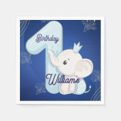 Cute Baby Elephant First Birthday スタンダードカクテルナプキン (正面)