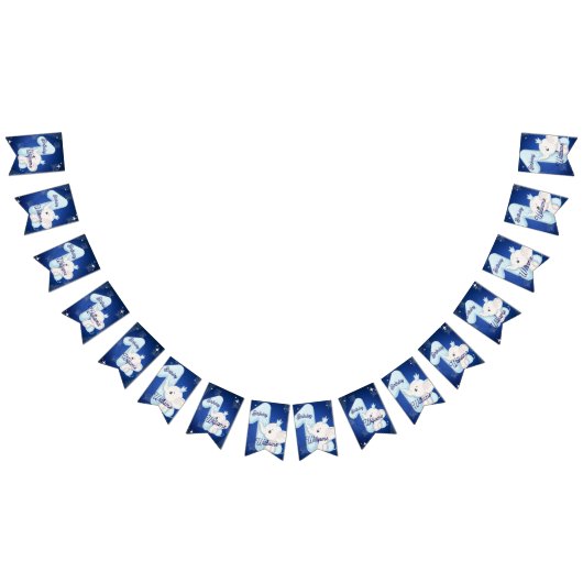 Cute Baby Elephant First Birthday バンティングフラッグ (全)