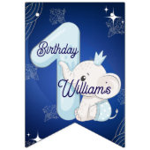 Cute Baby Elephant First Birthday バンティングフラッグ (第1の旗)