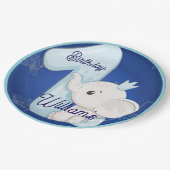 Cute Baby Elephant First Birthday ペーパープレート (アングル)