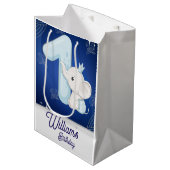 Cute Baby Elephant First Birthday ミディアムペーパーバッグ (正面アングル)