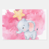 Cute Baby Elephant First Birthday ラッピングペーパーシート (正面2)