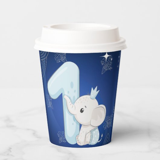 Cute Baby Elephant First Birthday 紙コップ (裏面)