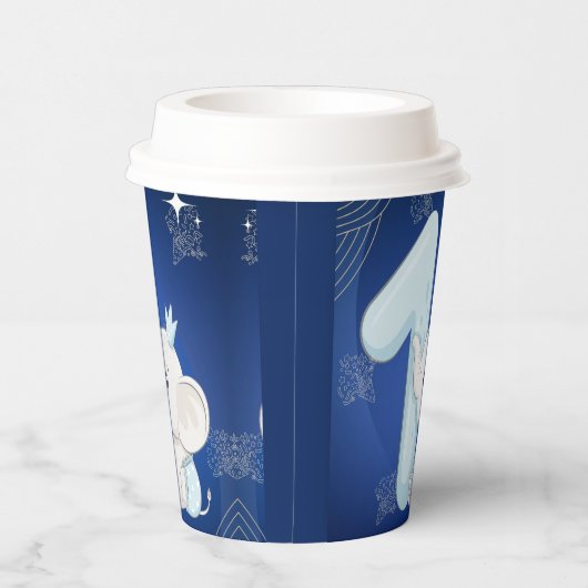 Cute Baby Elephant First Birthday 紙コップ (右)