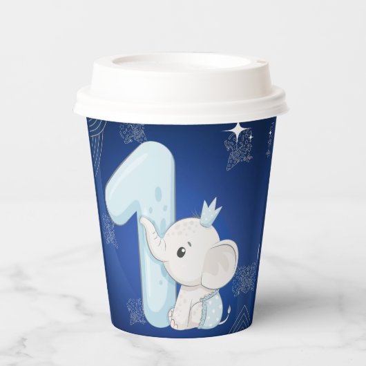 Cute Baby Elephant First Birthday 紙コップ (正面)
