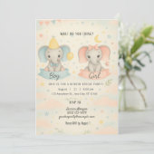 Cute Baby Elephant Gender Reveal Invitation 招待状 (スタンド正面)
