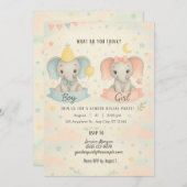Cute Baby Elephant Gender Reveal Invitation 招待状 (正面/裏面)