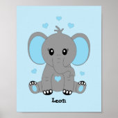 Cute baby elephant in blue for boys  ポスター (正面)