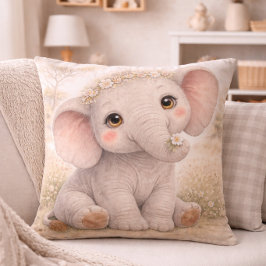 Cute Baby Elephant Neutral Nursery  クッション