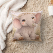 Cute Baby Elephant Neutral Nursery  クッション (ブランケット)