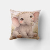 Cute Baby Elephant Neutral Nursery  クッション (裏面)