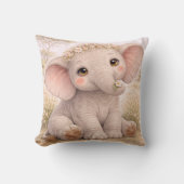 Cute Baby Elephant Neutral Nursery  クッション (正面)