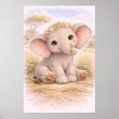 Cute Baby Elephant Nursery Room Kids ポスター (正面)