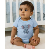 Cute Baby Elephant Personalized Name Baby Bodysuit ベビーボディスーツ