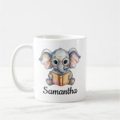 Cute Baby Elephant Reading a Book Custom コーヒーマグカップ (左)