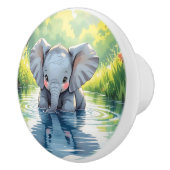 Cute Baby Elephant Reflection セラミックノブ (右)