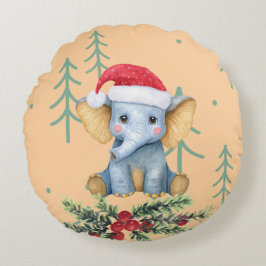 Cute Baby Elephant Safari Theme ラウンドクッション