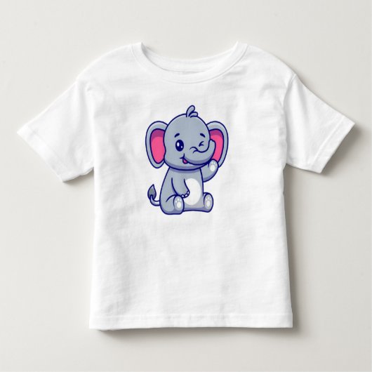 Cute Baby Elephant Sitting Cartoon-23800 トドラーTシャツ (正面)