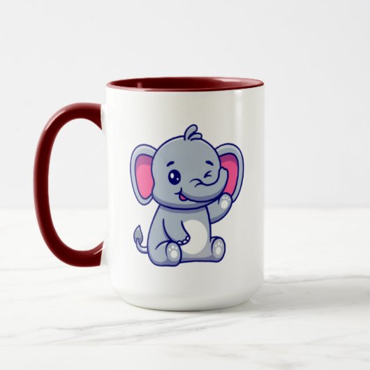 Cute Baby Elephant Sitting Cartoon-23800 マグカップ (左)